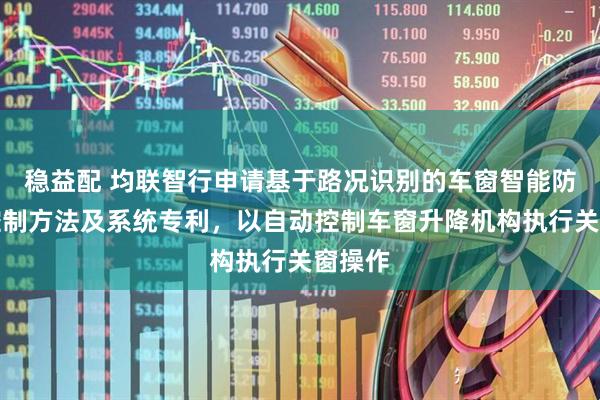 稳益配 均联智行申请基于路况识别的车窗智能防溅水控制方法及系统专利，以自动控制车窗升降机构执行关窗操作